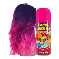 Spray Rosa Cabelo Lavável 120ml 70gr Festa Aniversário