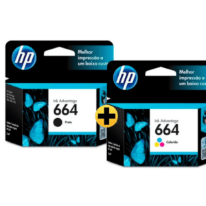 Cartucho HP 664 preto Original (F6V29AB) + Cartucho HP 664 colorido Original (F6V28AB) CX 1 UN