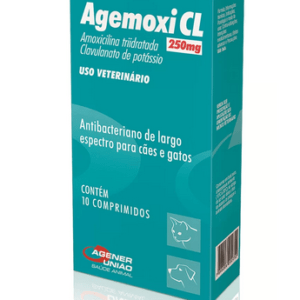 Agemoxi CL 250mg Antibiótico 10 comprimidos Cães e Gatos Agener União